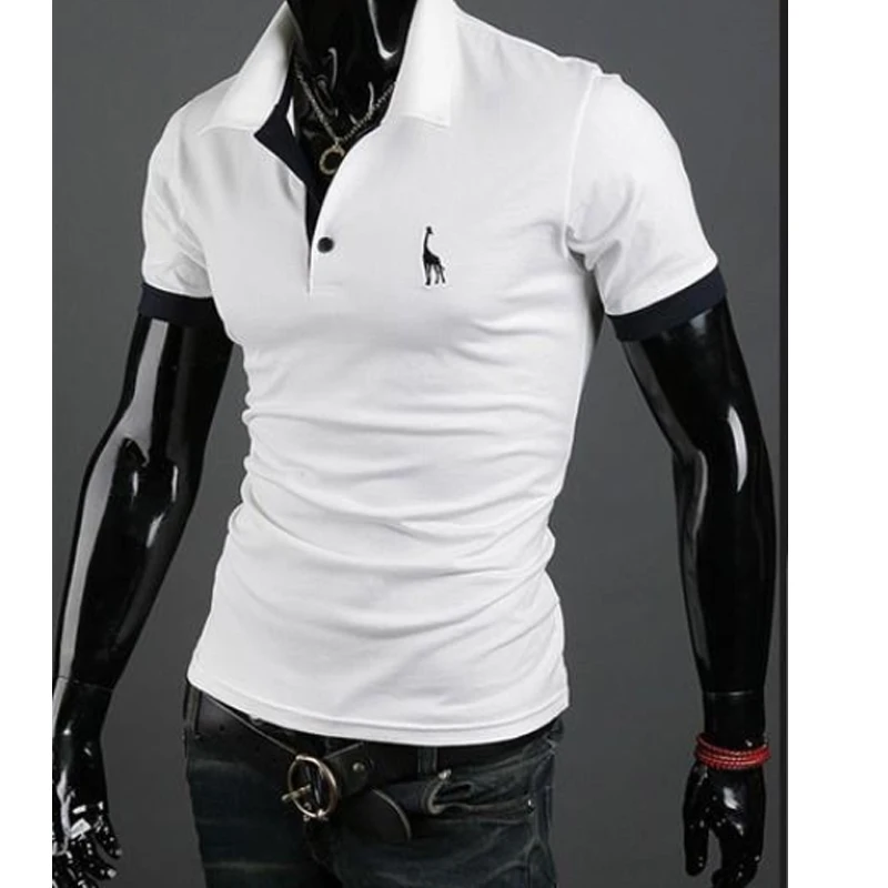 

Mens Polo Shirt Brands 2018 Male Short Sleeve Fashion Casual Slim Deer Embroidery Printing Polos Men Jerseys