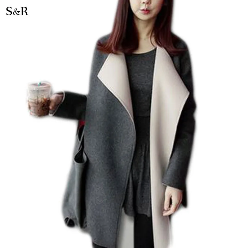 

Autumn Winter Woolen Overcoat Women Loose Fashion Wool Blends Coat Korean Style Plus Size Outerwear Women Large Size Coat
