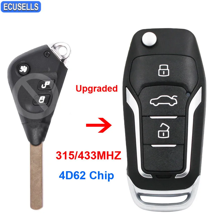 

Upgraded Flip Folding Remote Smart Car Key Fob 315Mhz or 433Mhz with 4D62 Chip for Subaru Outback Liberty Impreza WRX Forester