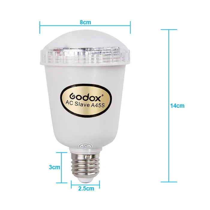 Стробоскопический светильник Godox A45S для фотостудии E27 с винтом AC Slave Flash Strobe Bulb 220V 110V