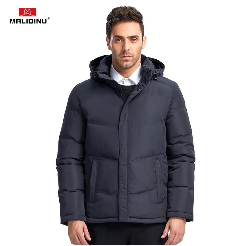 

MALIDINU 2019 New Men Down Jacket Winter Jacket Brand Warm Down Coat Mens Down Jackets Detachable Hood Down Parka Russian Style