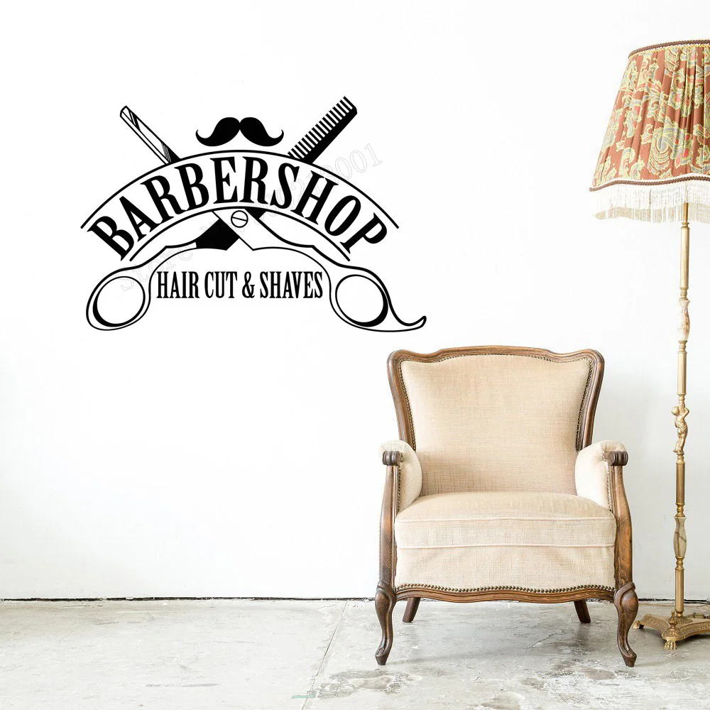 

Art Salon Sticker Barbershop Wall Decoration Room Decorative Beauty Salon Decal Hair Cut Decor Poster Bedroom Mural LY68