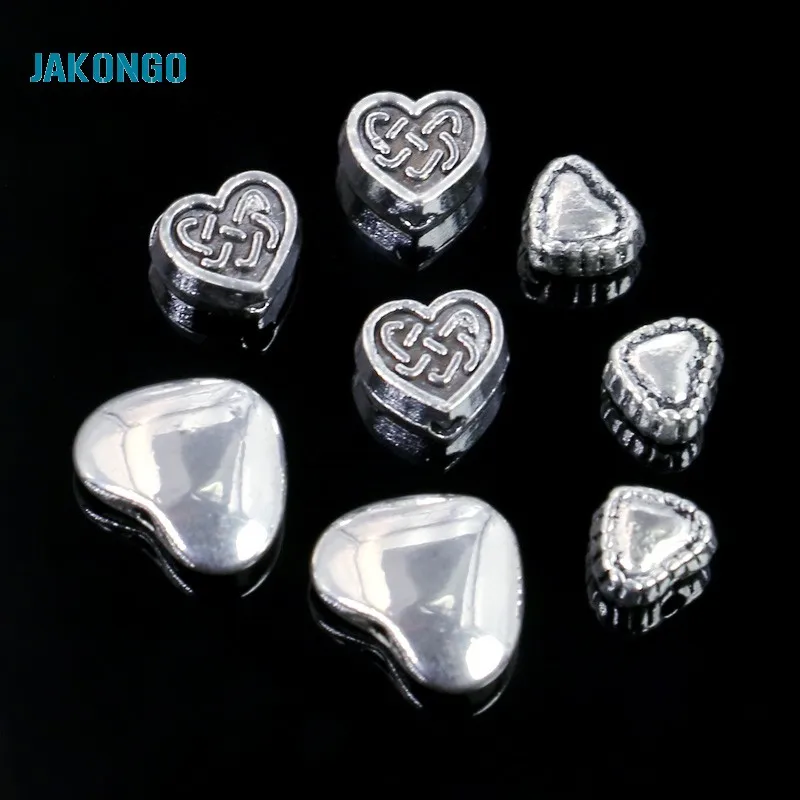 

Antique Silver Plated Heart Spacer Beads Loose Beads fit European Bracelet Jewelry Making Jewelry Findings DIY Handmade Craft
