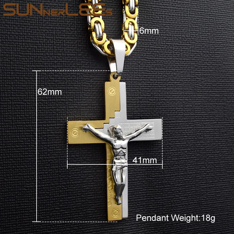 Подвеска с крестом Иисуса Христа из нержавеющей стали|chain gold|link chaincross pendant necklace |