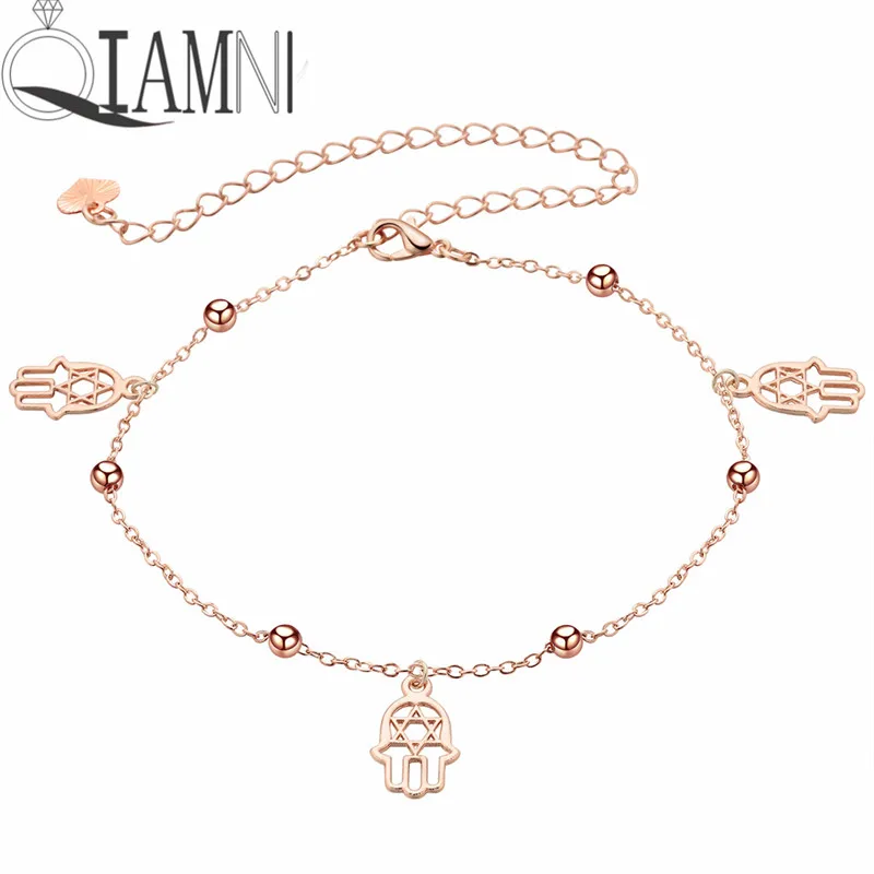 Браслет на ногу QIAMNI сексуальные бусы Fatima Hamsa Женский летняя пляжная бижутерия со