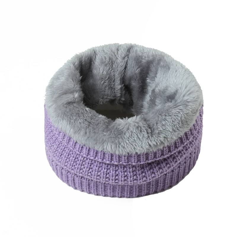 Зимний хлопчатобумажный шарф модные мягкие женские кольца девушки шейные шарфы с плюшем - Цвет: Lavender
