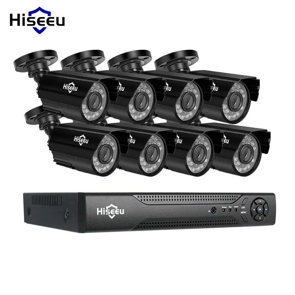 Hiseeu 8-канальный комплект системы видеонаблюдения, AHD 1080P IR Bullet CCTV, видеонаблюдение, Домашняя безопасность, камеры видеонаблюдения для помещений/улицы, защищенные от атмосферных воздействий