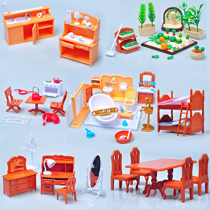 حار 1:12 متوافق الغابات الأسر الأثاث اللعب دمية أريكة البيانو الجدول أثاث مصغر مجموعات الأطفال دمى هدايا