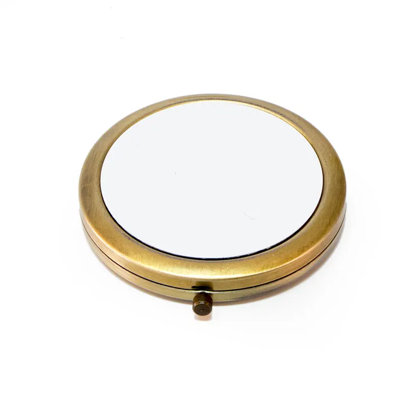 

Ancient Style Pocket Makeup Mirror Brass Color Compact Mirror + DIY Sublimation Plate Deco Kits for Personalized Wedding Gifts