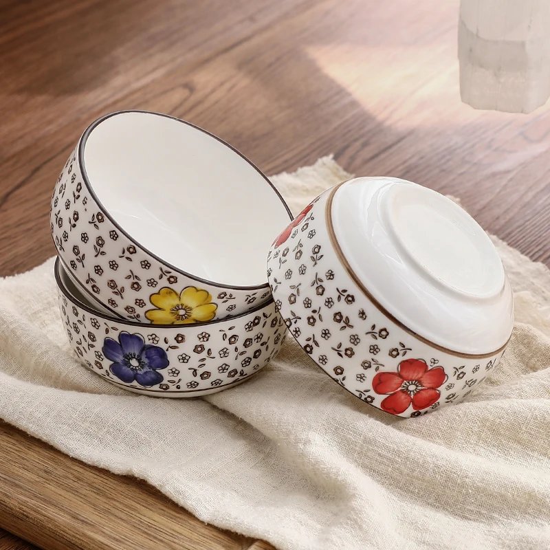 

1pc Large Ceramic Rice Bowl Soup Bowl Plum Japanese Tableware Kitchen Tool
