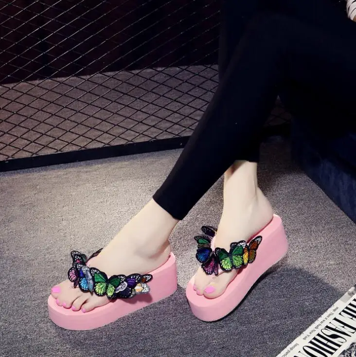 Удобная летняя обувь сандалии женские сандалии на платформе Модные сланцы обувь женские сандалии брендовые Тапочки женские c529 - Цвет: Розовый