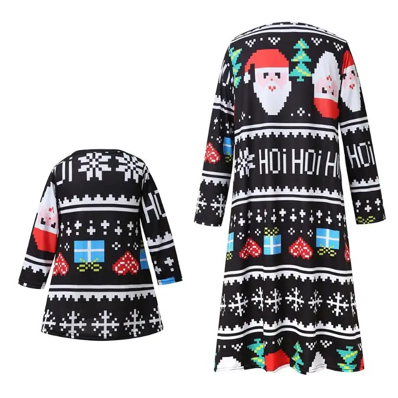 ZOGAA Christmas Family Matching Clothes Mother Daughter Girls Dress Long Sleeve O-Neck Clothes Children Parent Cotton Outfit