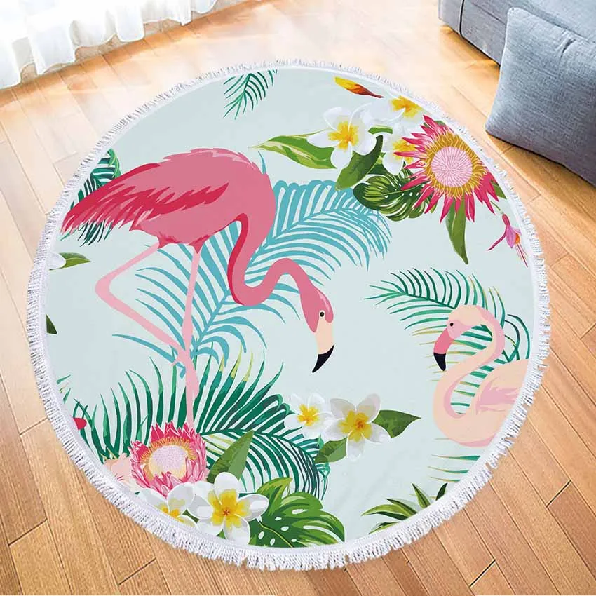 

Flamingo Beach Towels Adults Kids Microfiber Soft Summer Round Towel Tassels Picnic Yoga Mat Bikini Cover Up serviette de plage