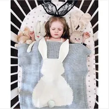 Baby Blanket Cute Rabbit Animals Pattern Sleep Bag Soft Warm Wool Swaddle Kids Bath Towel Play Mat 73x108cm