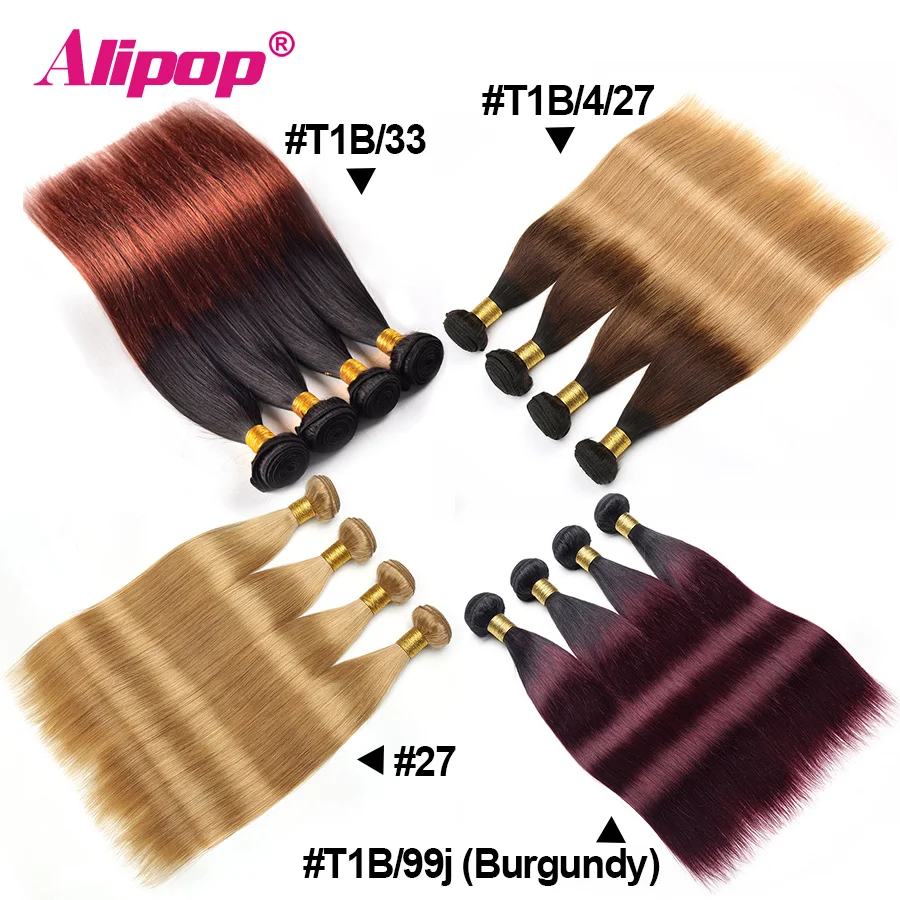 Alipop Straight Hair Bundles Brazilian Hair Weave Bundles Human Hair 8-28 Inch Bundles Hair Extension 1 3 4 Bundle Deals NonRemy (443)