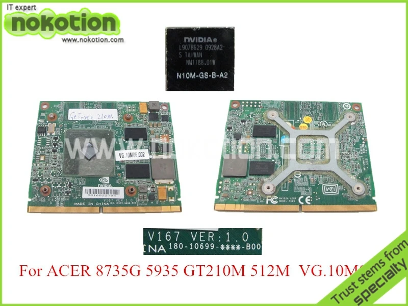 for acer aspire 7535 8735G 5935 Nvidia N10M-GS-B-A2 GeForce GT210M 512M VG.10M06.002 graphics card