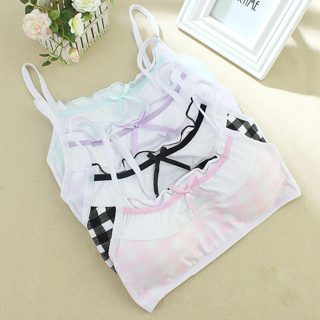 Girls Underwear Students Bra Development Of Girls Breathable Cotton Sweat Vest No Rims Sports Underwear 8 16 Y 0067