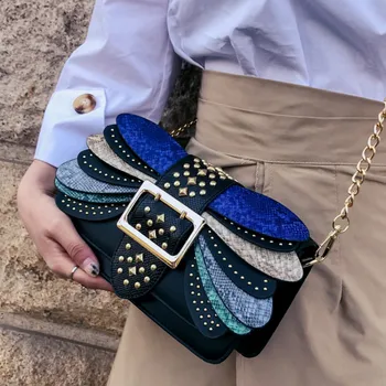 

Bags for women handbag designer New personalized rivet wings shoulder bag fashion contrast color chain Messenger bag