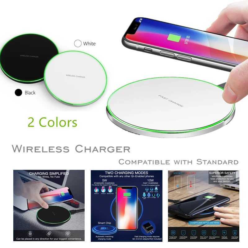 Беспроводное зарядное устройство Qi для iPhone 8 Plus X Xs Max Xr зарядная док-станция USB Huawei