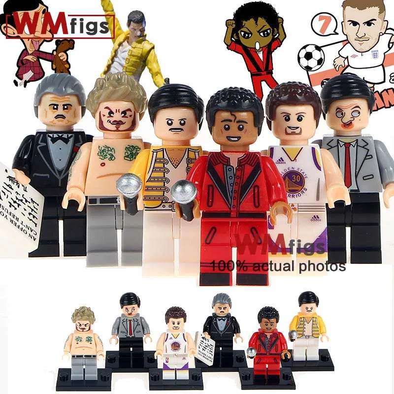 

10Lots of WM6018 The Godfather Gangster Beckham Mr. Bean Freddie Mercury Stephen Curry Action s Blocks