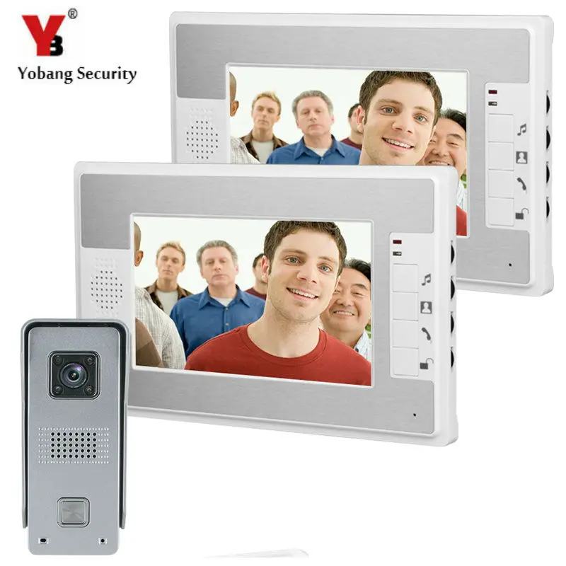 

YobangSecurity 7"Inch Video Door Phone Video Door Entry System Intercom Doorbell Home Security Kit 1 Camera 2 Monitor