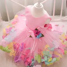 Varejo Vestidos Da Menina Gaze Pétala Vestido Desempenho Crianças Roupas Da Moda Vestido de Verão Party Girl Vestido 3-9Y L108