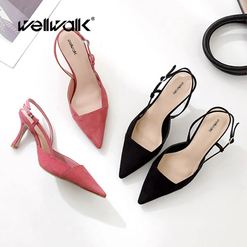 

Elegant Sandals Women Stiletto Heels Sexy Shoes Summer Close Toe Sandals Ladies Back Strap Heels Shoes Pointed Toe