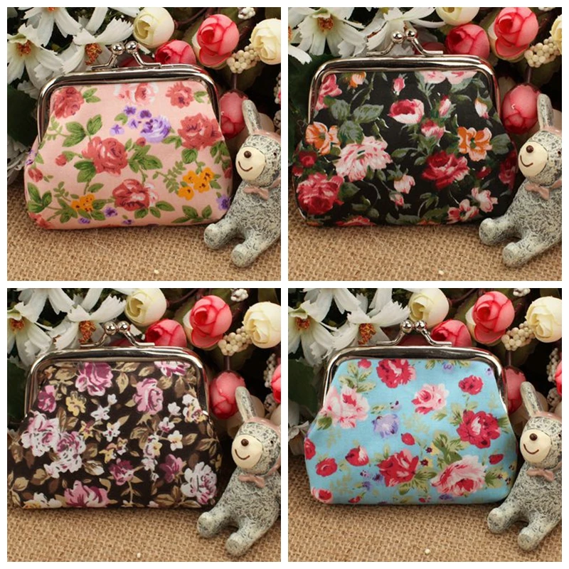 

Small rose printing girl purse,women zero wallet,change purse,lady hasp coin bag,Cotton Fabric key bag,Wedding candy gift bag