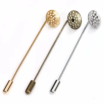 

10pcs/lot 75mm Rhodium Gold Color Copper Brooch Pins Base Hat Pin for Women Men's Brooches DIY Jewelry Making Accessories