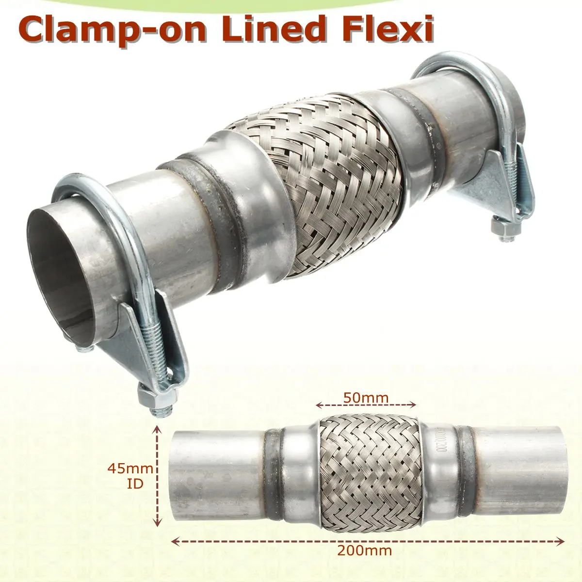 1.75" x 8" 45x 200mm Flex Exhaust Clamp on Flexi Tube Joint Flexible