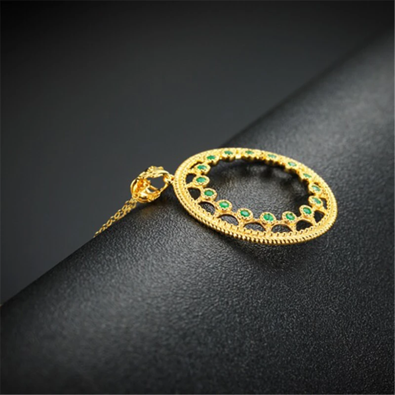 Aazuo 18 К желтого золота натуральный Изумрудный зеленый камни Классический круглый подвеска-ожерелье подаренный для женщин Au750
