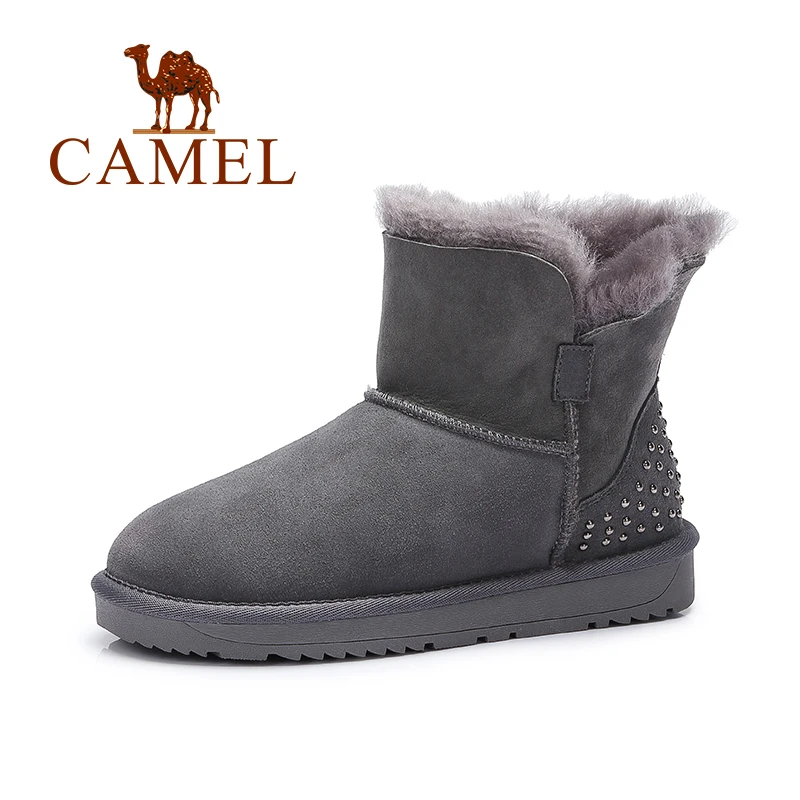 Camel Women Winter Snow Boots Velvet Short Thick Ankle Warm Frosted Fur Boots