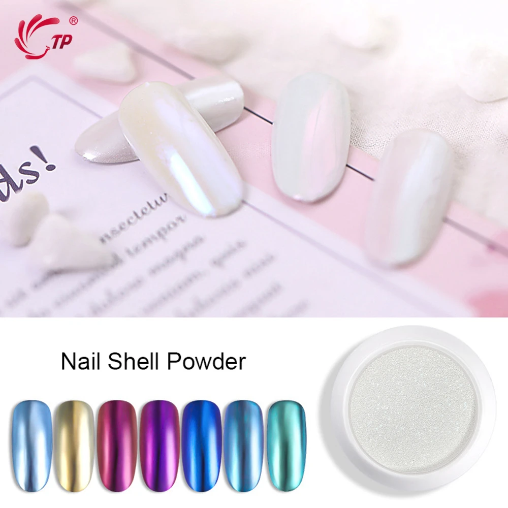 

TP Shell Powder Glitter Nail Polish Pigment Powder Magic Mirror Laser DIY Chrome Gradient Glimmer Decorations 1g/box Wholesale