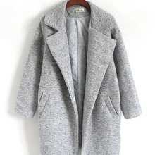 Новое осенне-зимнее женское длинное серое пальто большого размера женская верхняя дизайнерская повседневная одежда теплая верхняя одежда размера плюс серое пальто