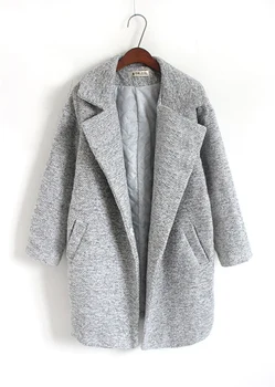 

New Autumn Winter Women Long Big Size Grey Coat Woman Top Design Casual Clothes Warm Outfit Clothing Plus Size Gray Overcoat