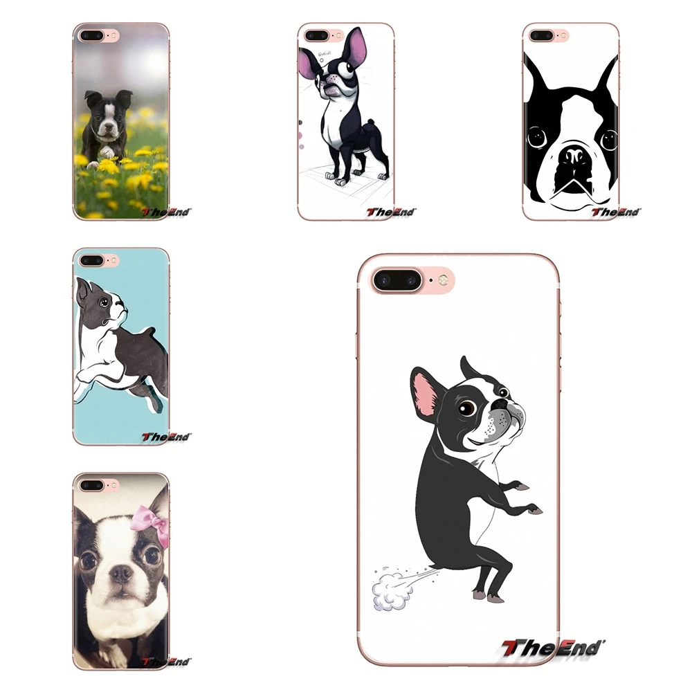 

Transparent TPU Housing For Samsung Galaxy S3 S4 S5 Mini S6 S7 Edge S8 S9 S10 Plus Note 3 4 5 8 9 Boston Terrier dog puppies Art