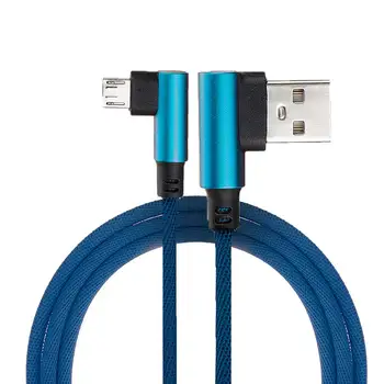 

1M 90 Degree 2.4A Micro USB Nylon Braided Data Cable For Smartphone Tablet for Mobile Phone