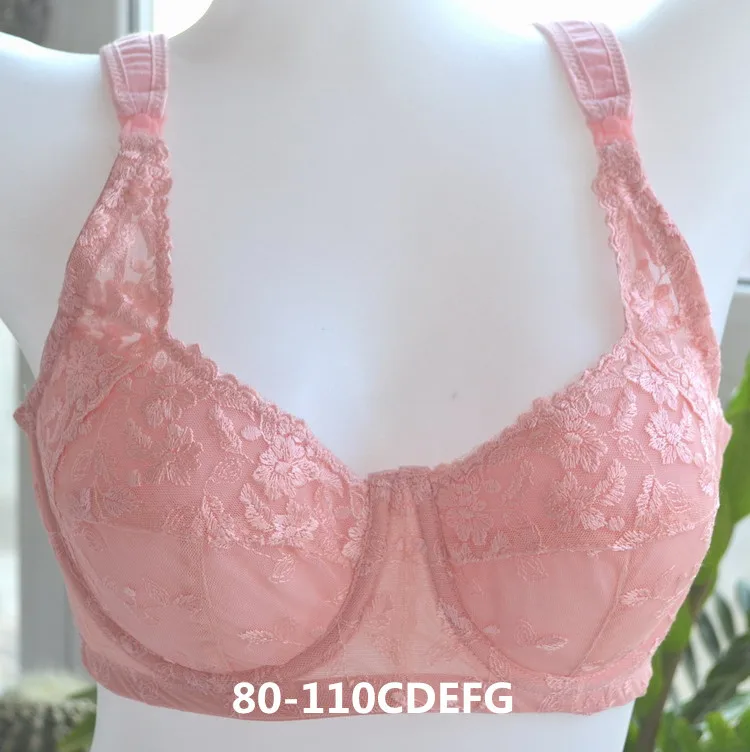 Бюстгальтеры с вышивкой размера плюс Бюстгальтер для кормления большая грудь