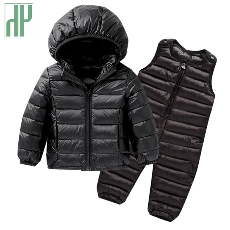 

Kids winter clothes Sets Down Jacket 2 pcs Hooded Coat+overalls Baby Boys Girls Warm Parkas Children Outerwear toddler outfits