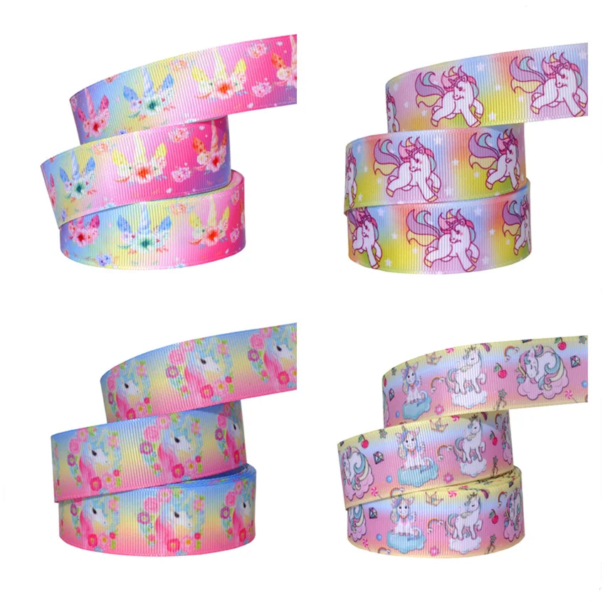 

1" (25) mm 10 yards Unicorn Printed Grosgrain Ribbon Needlework DIY Handmade Materials,Ribbon bows, handmade Accessories