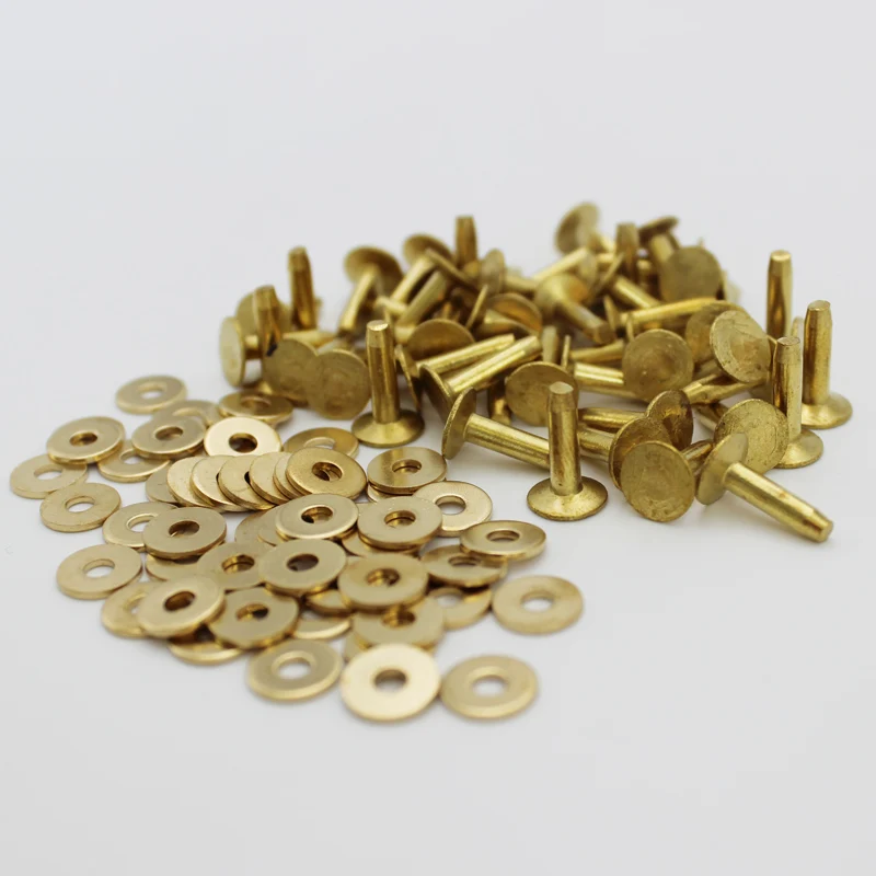 

50 sets cap diameter 9mm, post length 12mm brass rivets for leather with burrs