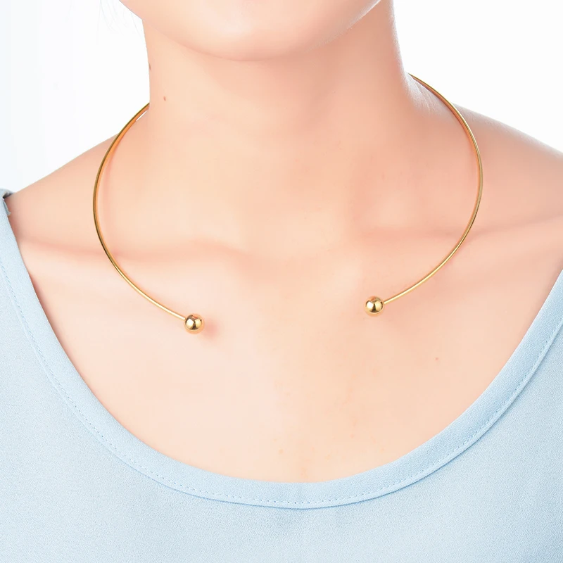

BAOYAN Wholesale 316L Stainless Steel Women Jewelry Minimalism Vintage Gold Plating Stainless Steel Chokers Necklaces For Women