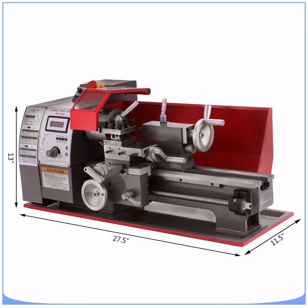 7x12 Inch 600W Metal Lathe 25mm Tailstock Sleeve Mini Bench Lathe 2 Variable spindle Speed Micro