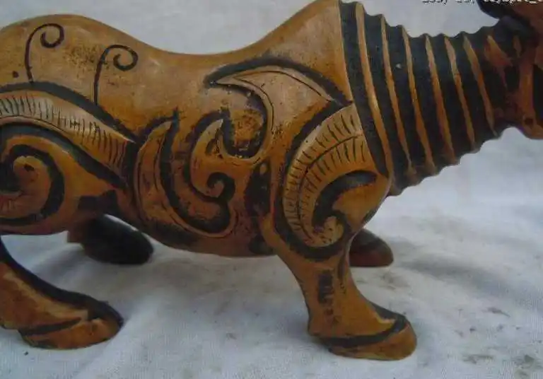 

Chinese old brass copper beautiful carved luck rhinoceros Sculpture statues