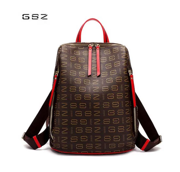 

2019 GSZ leather women bag new style wild school wind student bag Large-capacity Travel Women backpack Free Shipping