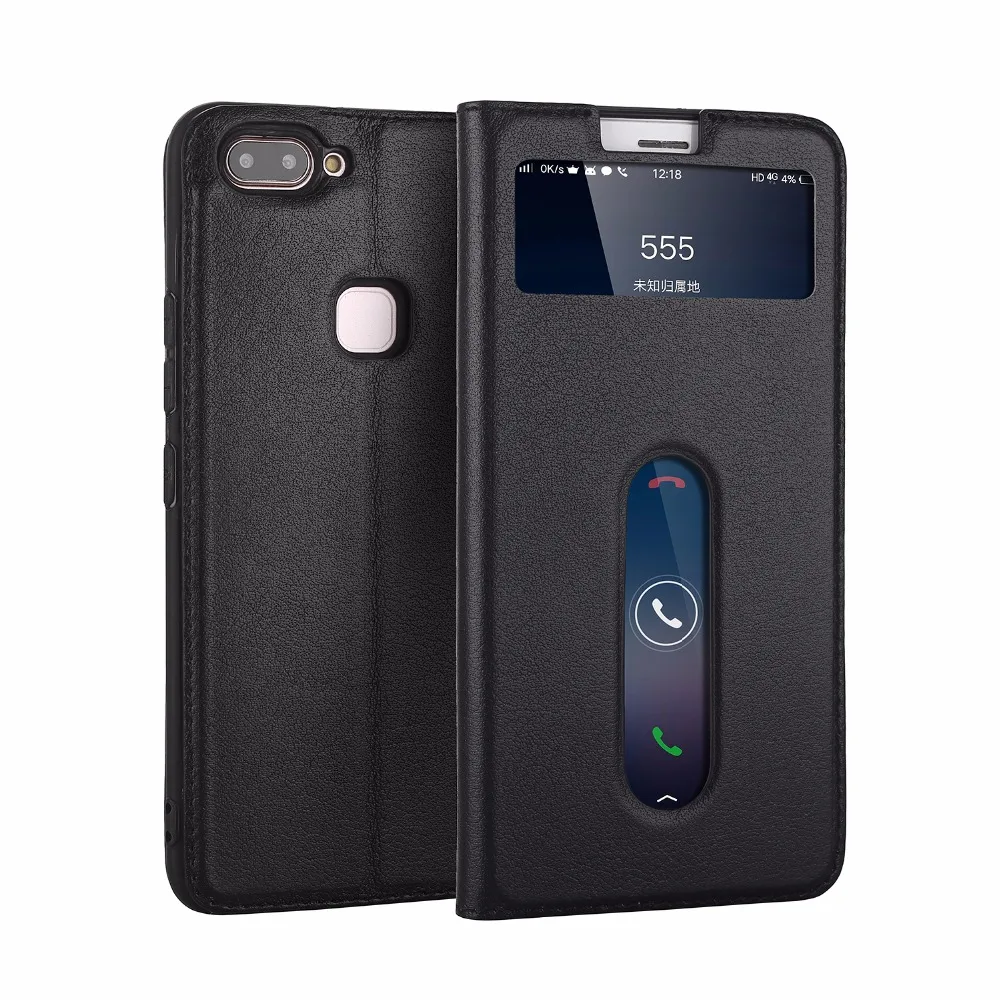 

CYBORIS For VIVO x20 Case Genuine Real Cow Leather Case For VIVO X20 X 20 Yak pattern double Window Stand Flip Cover