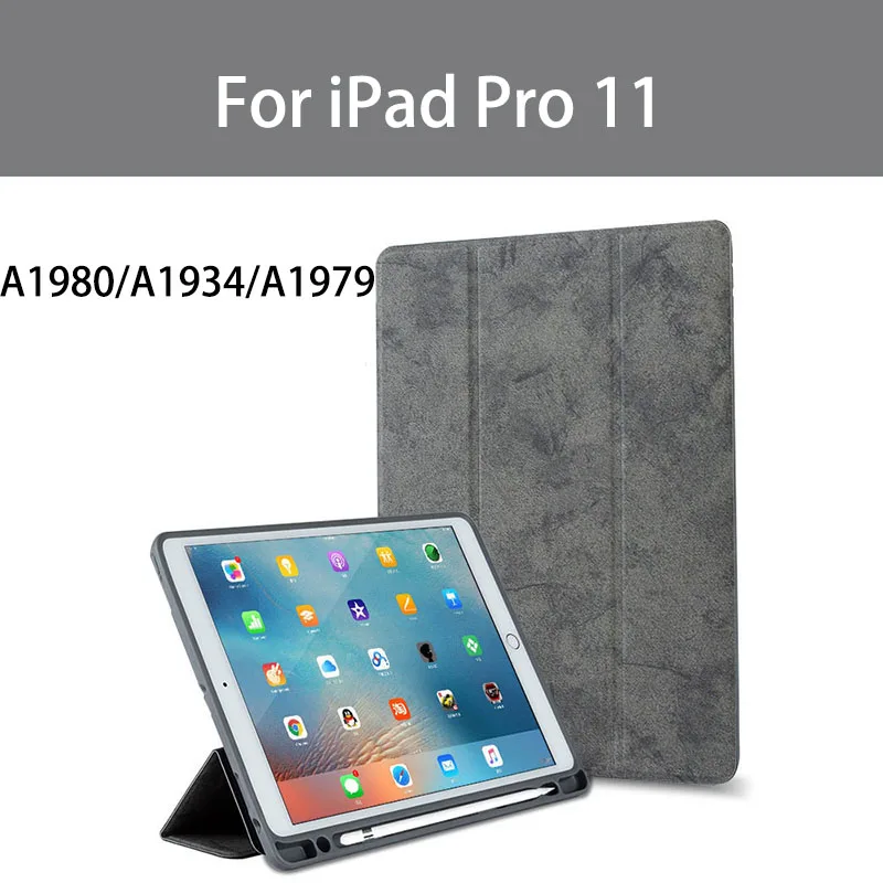 Чехол для ipad Pro, 11 дюймов, устойчивый к падениям, ТПУ+ ПУ, держатель для карандашей, умный, автоматический, спящий, чехол для ipad, Coquille plate, A80, A1934 - Цвет: gray