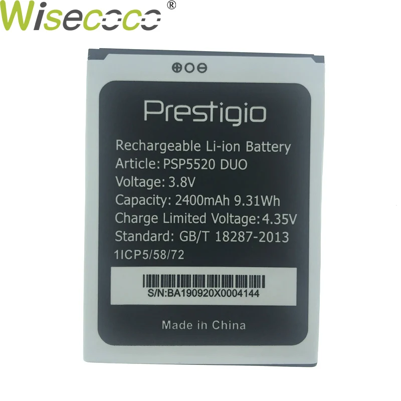 Съемный аккумулятор Wisecoco PSP5520 2400 мАч 3 8 В для телефона Prestigio Muze B5 DUO сменный + номер