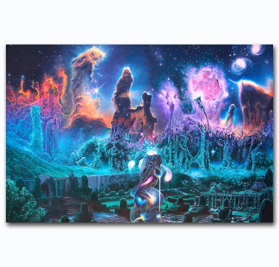 Художественный принт Новый Psychedelic Surreal астральный визуальный пейзаж 14x21 24x36 27x40