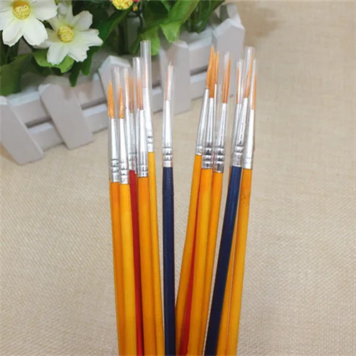 Kopen 10 stks set Kwast Art Pen Haak Lijn Pen Lijn Tekening Nylon Haar Hoge Kwaliteit Pen Schilderen Materialen Kunst Leveringen kwast